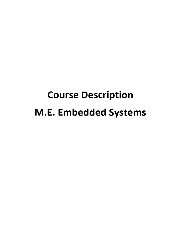 M.E. in Embedded Systems Curriculum | PDF