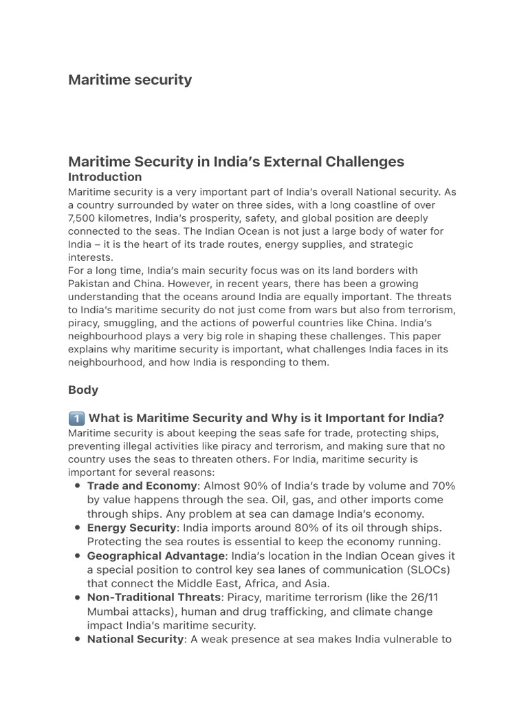 India's Maritime Security Challenges | PDF | International Relations ...