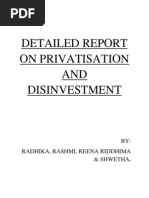 Detailed Report On Privatisation and Disinvestment