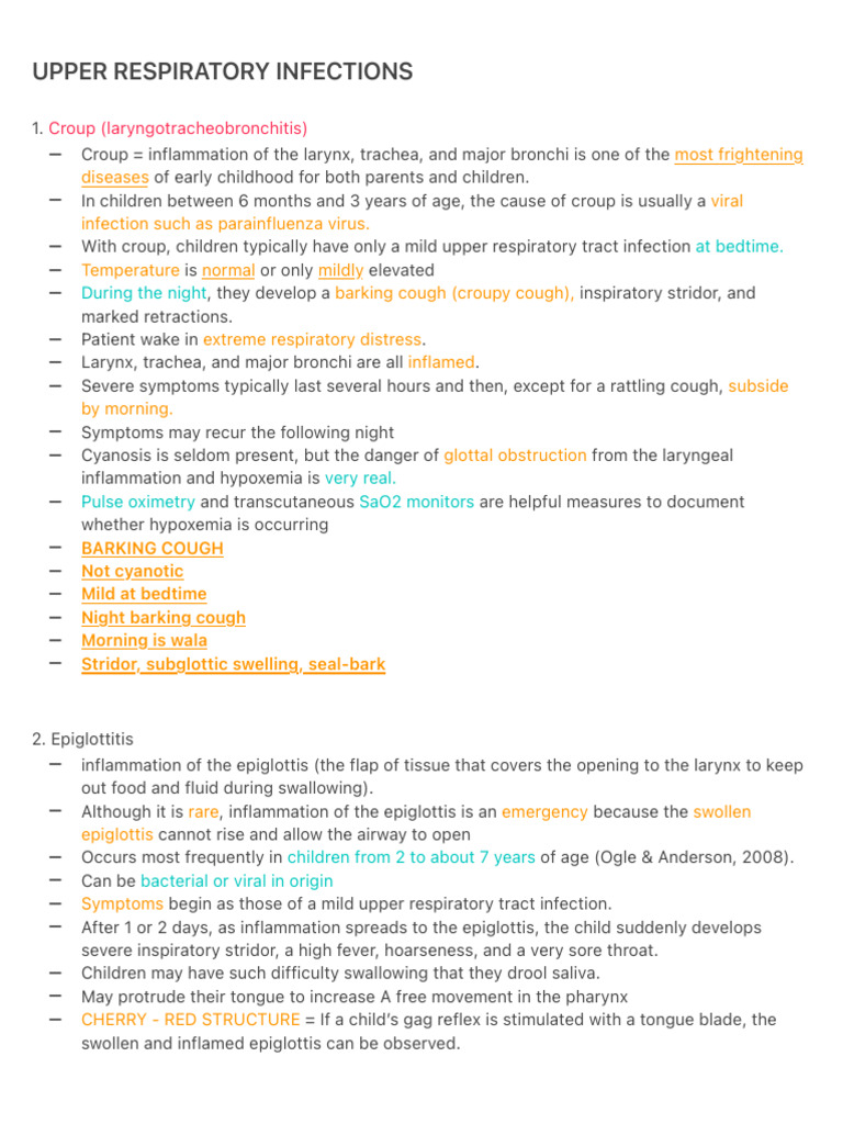 Upper Respiratory Infections | PDF | Diseases And Disorders | Medical ...