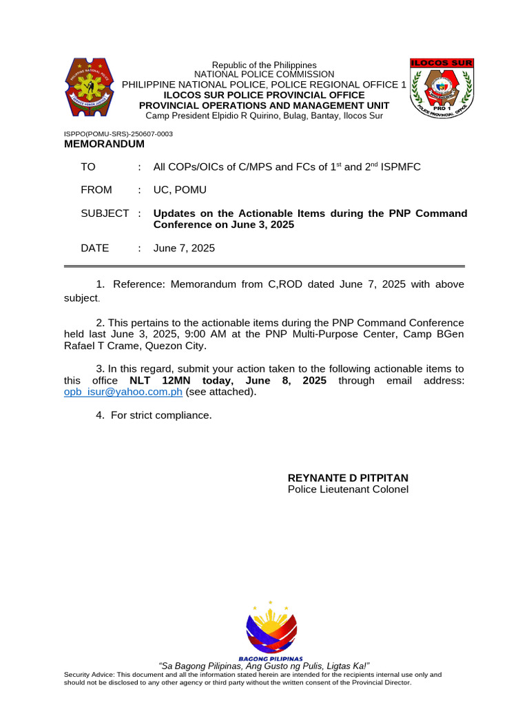 PNP Command Conference Updates 2025 | PDF