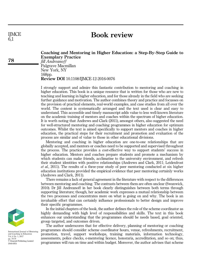 Effective Mentoring in Higher Education | PDF | Mentorship | Learning