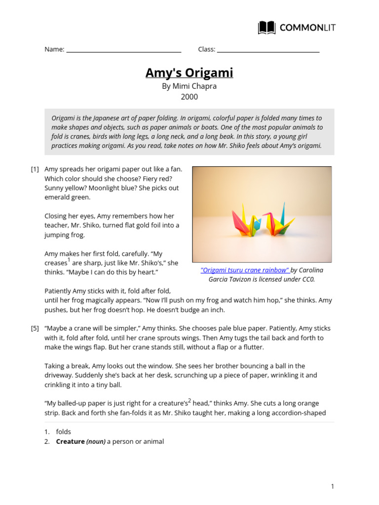 Amy's Origami-Student | PDF | Origami