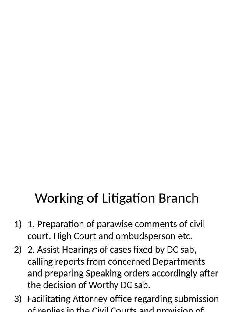Overview of Litigation Branch Functions | PDF