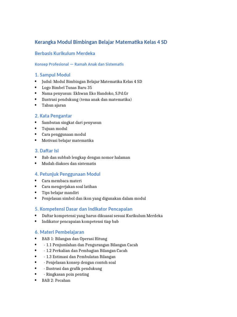 Modul Matematika Kelas 4 SD Kurikulum Merdeka | PDF