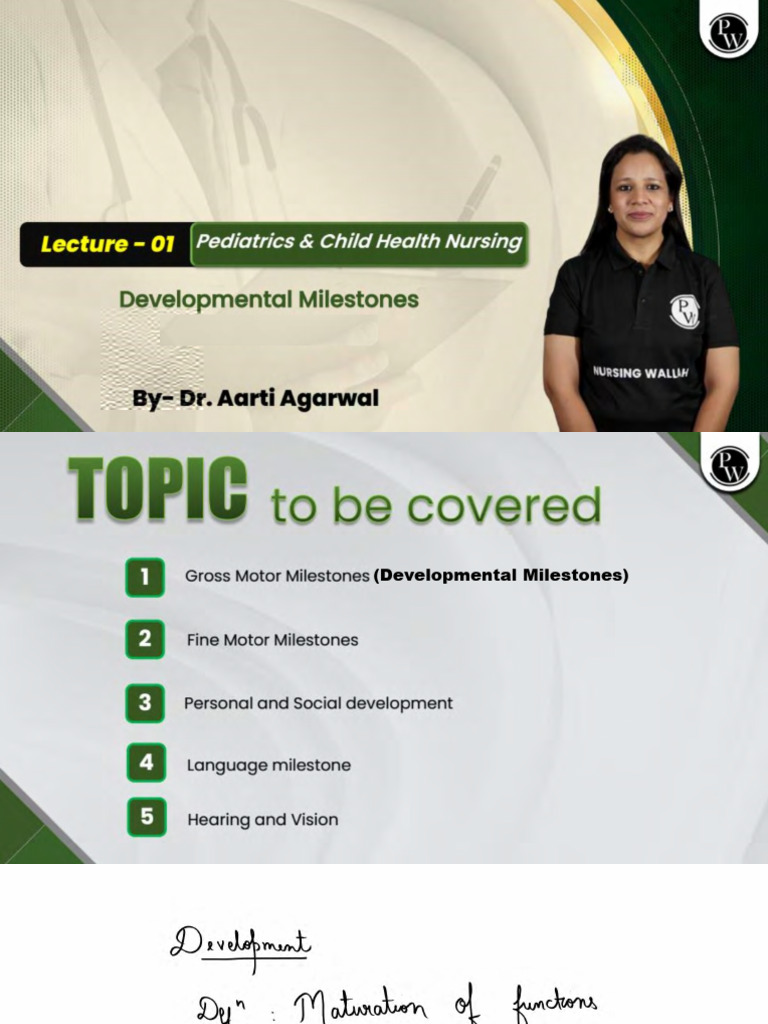 Developmental Milestones 01 Class Notes | PDF