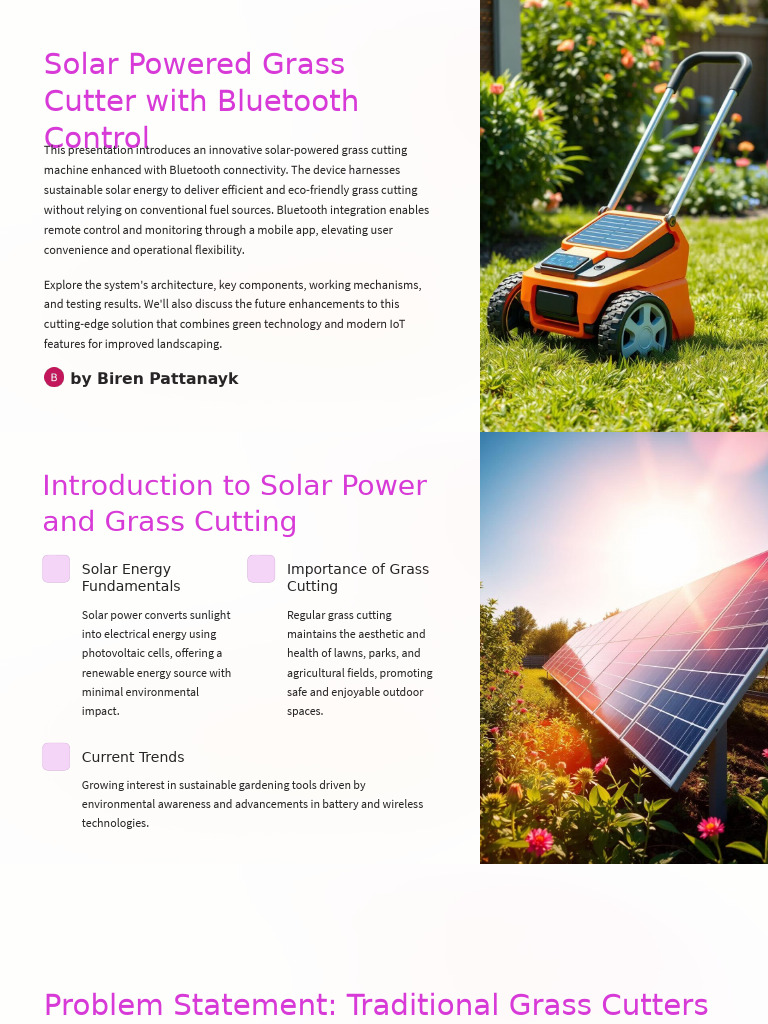 Solar Bluetooth Grass Cutter Innovation | PDF | Photovoltaics | Solar Power