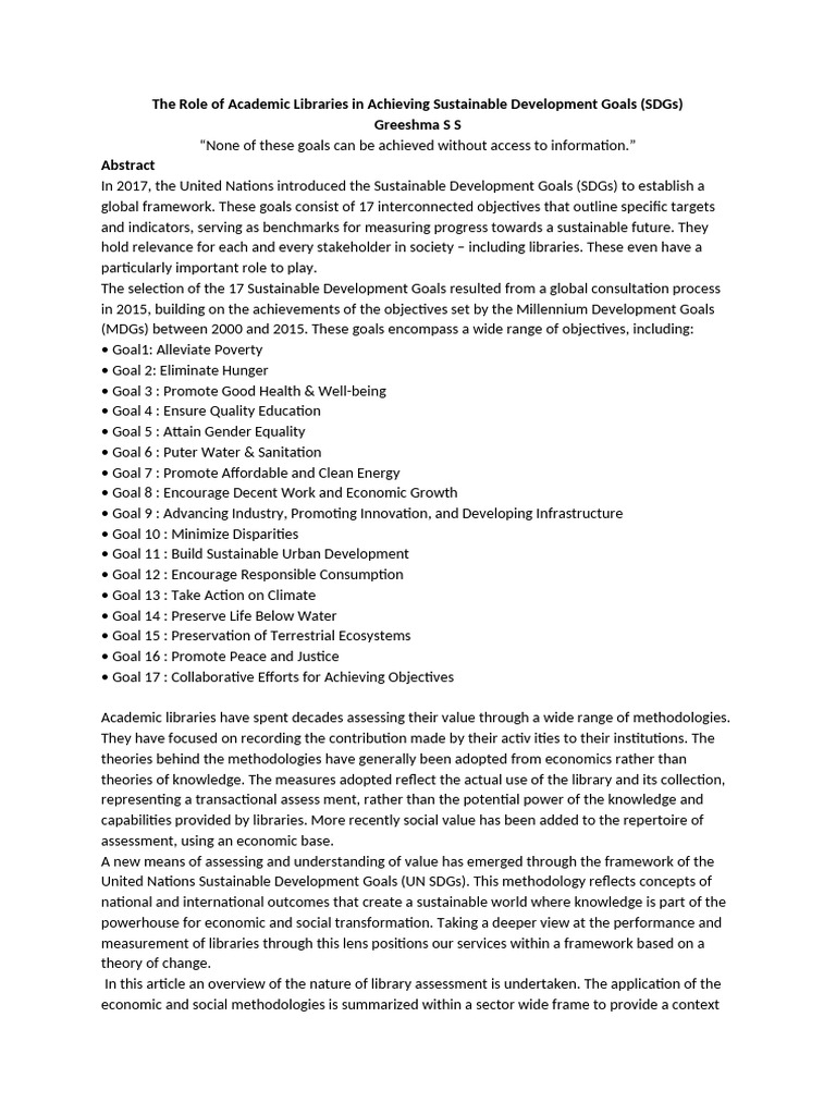 Academic Libraries and Sustainable Goals | PDF | Methodology ...