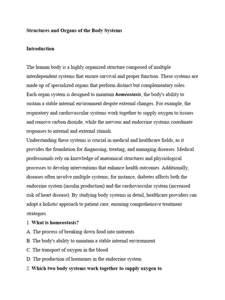 Overview of Human Body Systems | PDF | Human Body | Muscle