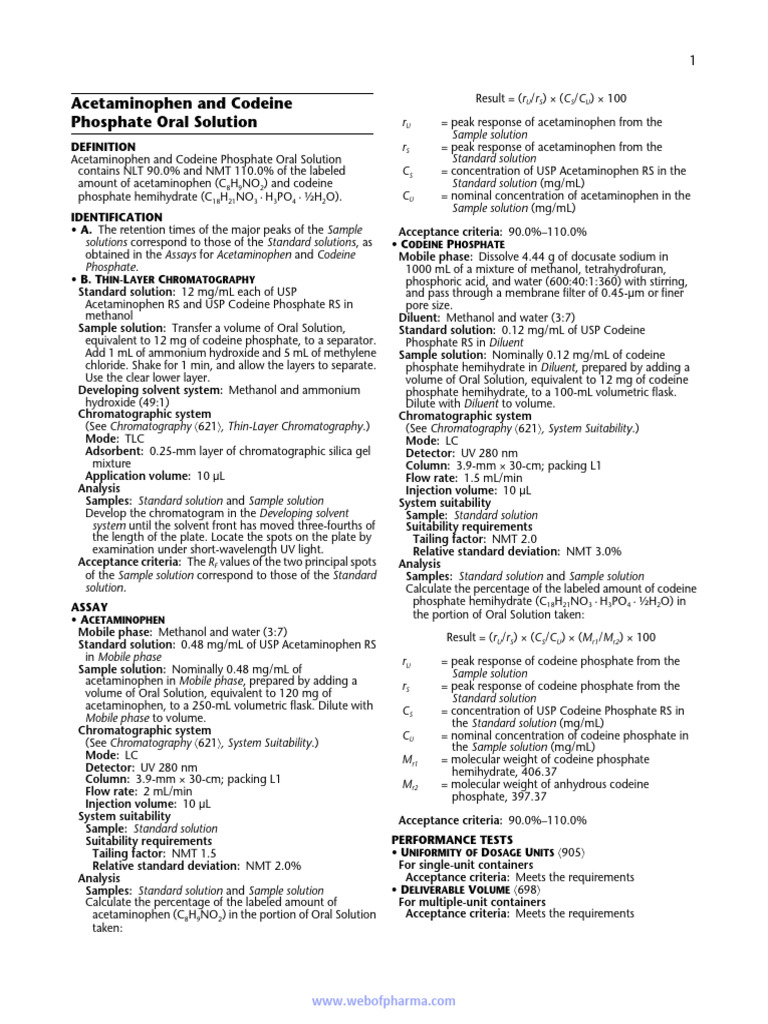 Acetaminophen and Codeine Phosphate Oral Solution | PDF ...