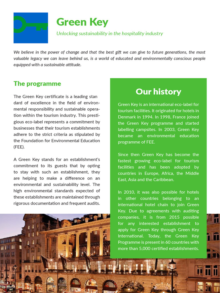 Green Key: Eco-Label for Sustainable Tourism | PDF | Natural ...