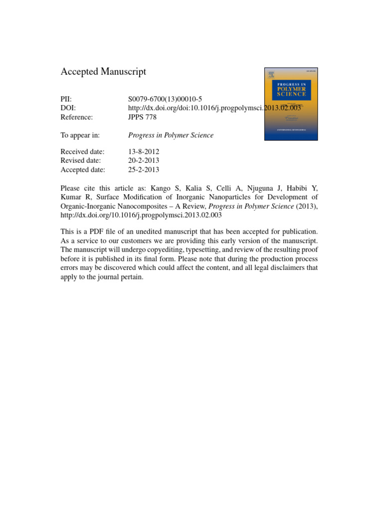 Surface Modification of Nanoparticles Review | PDF | Nanocomposite ...
