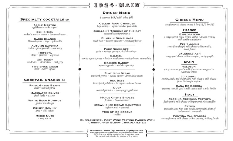 1924 Restaurant Dinner and Cheese Menu | PDF | Cheese | Cuisine