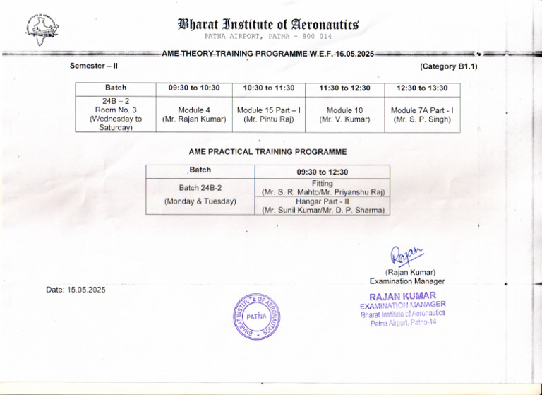 Training Programme Batch 24B-2 16.05.2025 | PDF