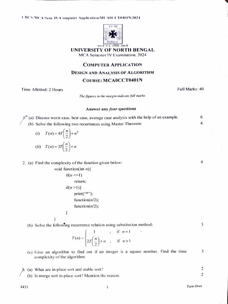MCA Semester IV Exam Questions 2024 | PDF | Logistic Regression ...