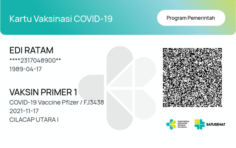 Vaccine Certificate Dose 1 Edi Ratam 975 | PDF
