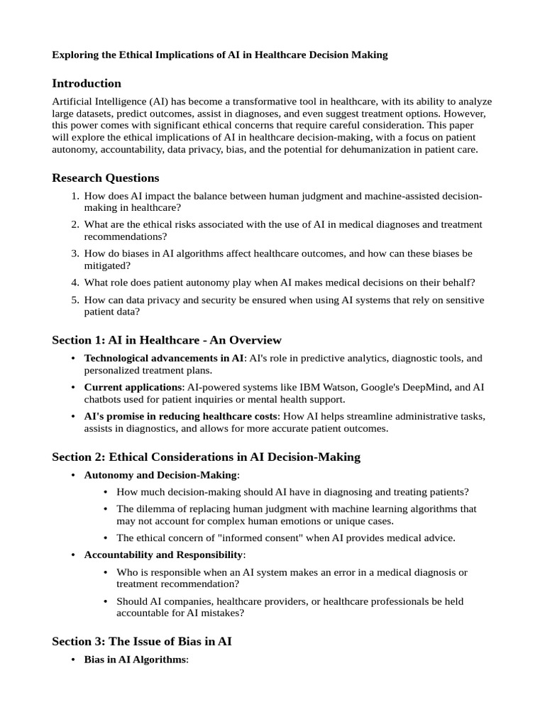 Ethical AI in Healthcare Decision-Making | PDF | Artificial ...