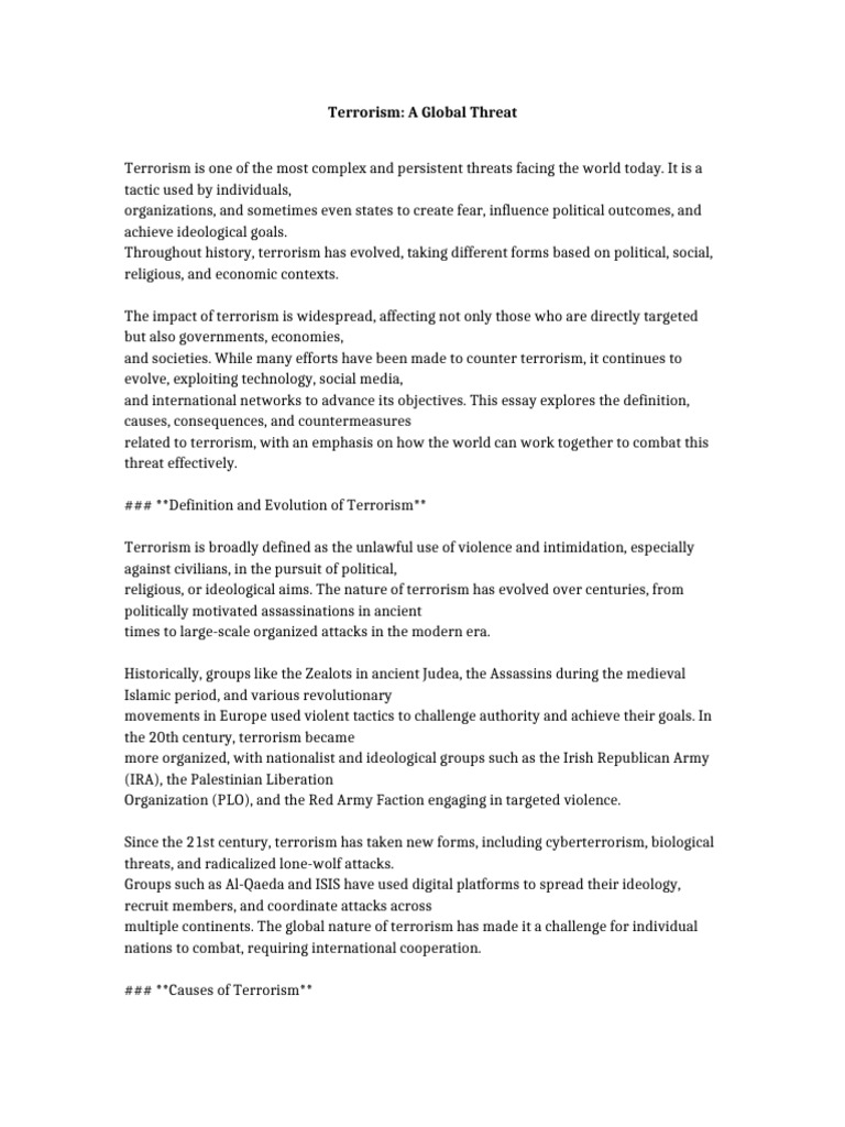 Terrorism Essay 5000 Words | PDF | National Security | Extremism