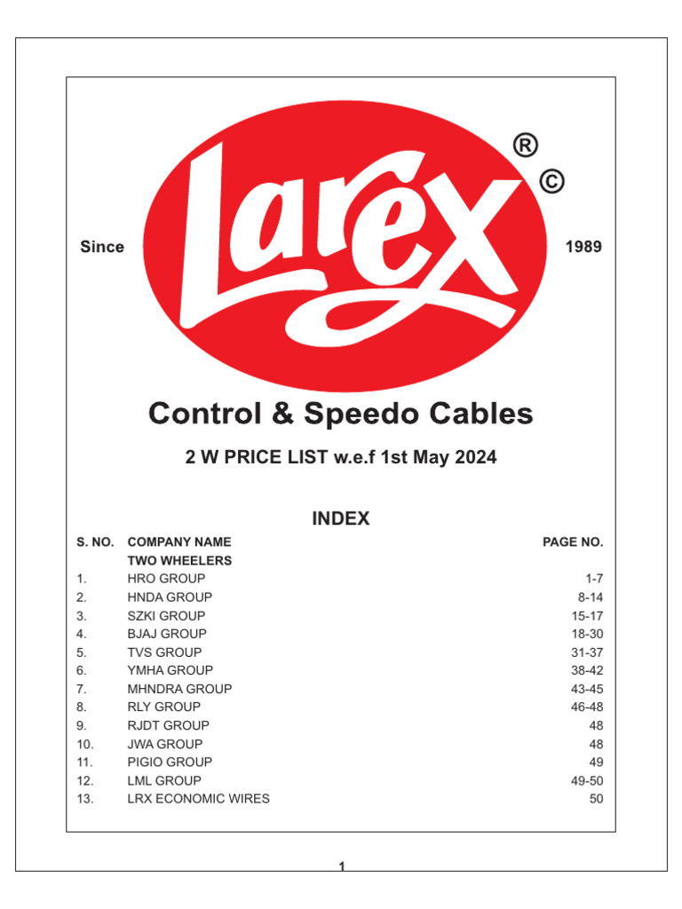 2w List Larex Cables | PDF
