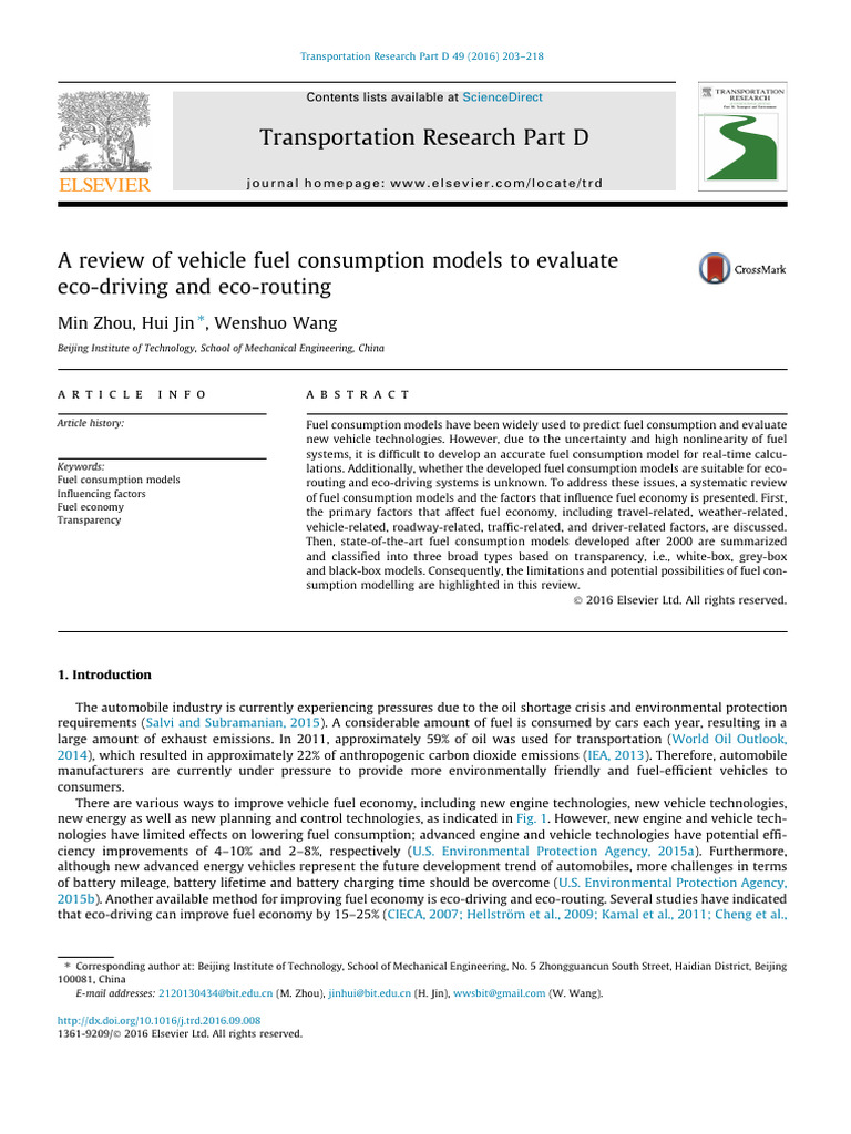Fuel Consumption Models for Eco-Driving | PDF | Fuel Economy In ...