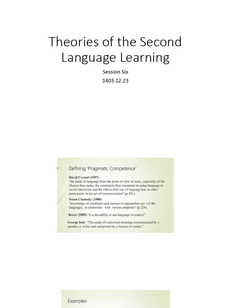 Theories of The Second Language Learning Session Six | PDF