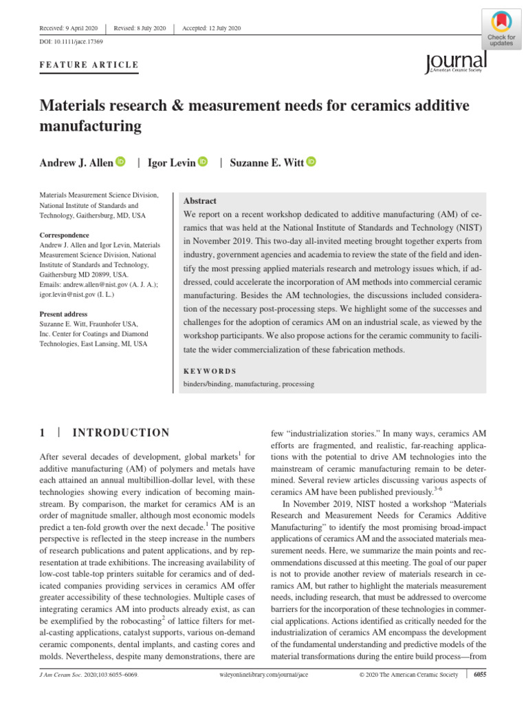 Ceramics Additive Manufacturing Needs | PDF | Materials | Secondary ...
