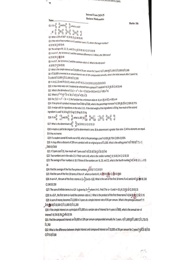 Business Maths Solution BBA 2nd Sem | PDF