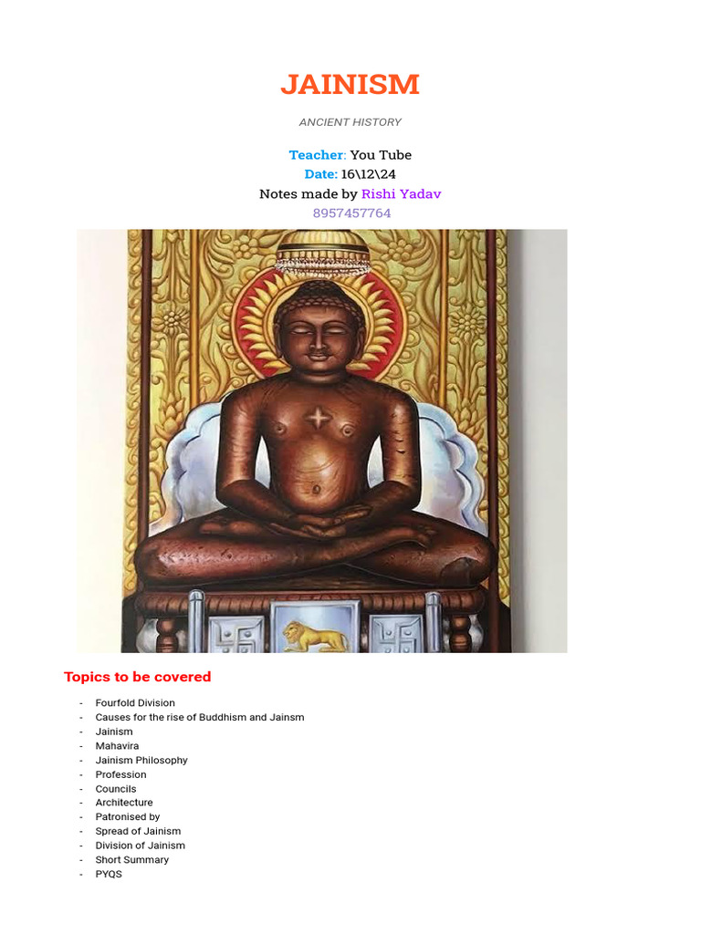 Jainism: Mahavira and Key Teachings | PDF | Indian Religions | Nāstika