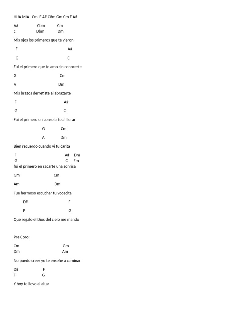 Hija Mía: Letra de la Canción | PDF