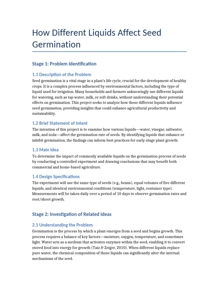 Liquids Impacting Seed Germination | PDF | Germination | Seed