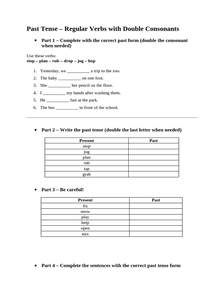 Past Tense of Regular Verbs Guide | PDF