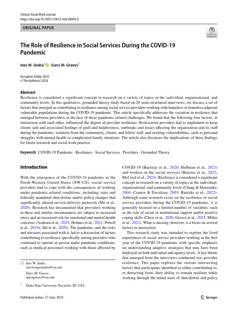 8 - The Role of Resilience in Social Services During The COVID 19 | PDF ...