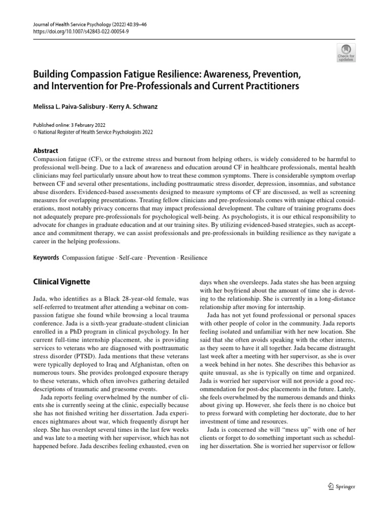Compassion Fatigue Resilience Strategies | PDF | Psychological Trauma ...