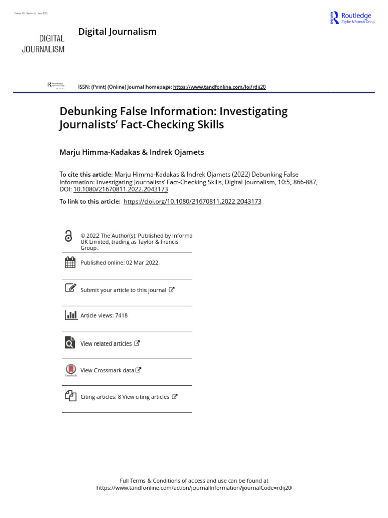 Debunking False Information Investigating Journalists Fact Checking ...