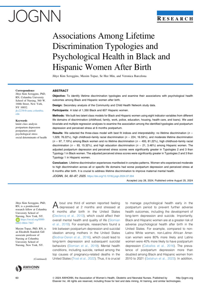 Associations Among Lifetime Discrimination Typolog | PDF | Dependent ...