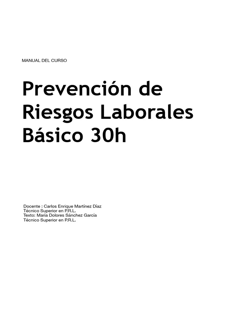 Prevención de Riesgos Laborales 30h | PDF | Seguridad y salud ...
