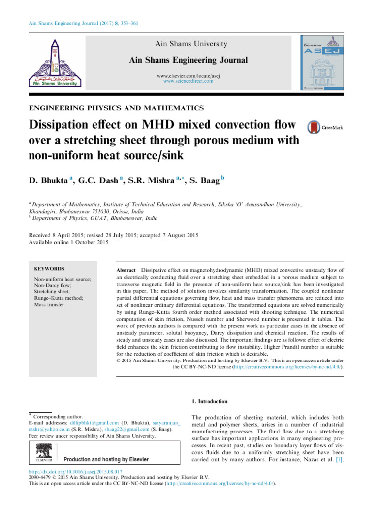 Dissipation Effect On MHD Mixed Convection Flow Over A ST 2017 Ain ...