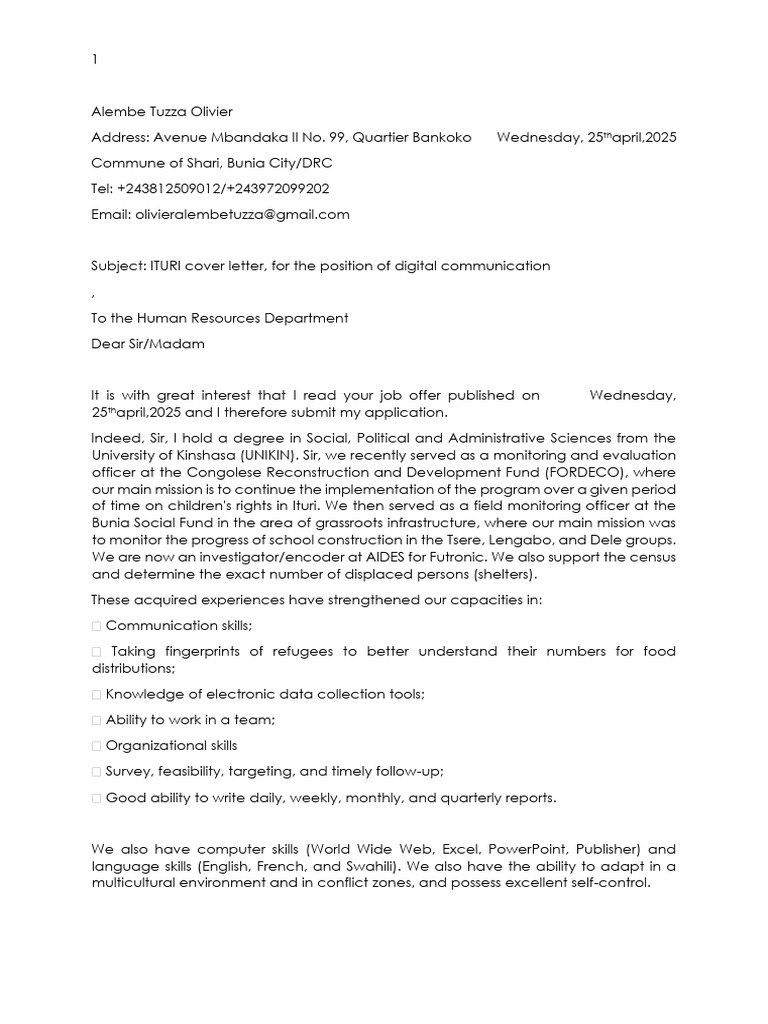 Cover Letter | PDF