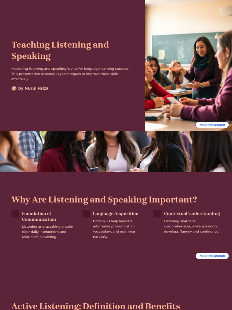 Teaching Listening and Speaking | PDF | Reading Comprehension | Speech