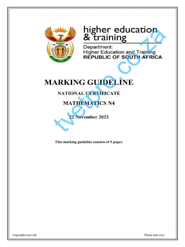 2023 t1020 - Mathematics n4 Memo Nov | PDF