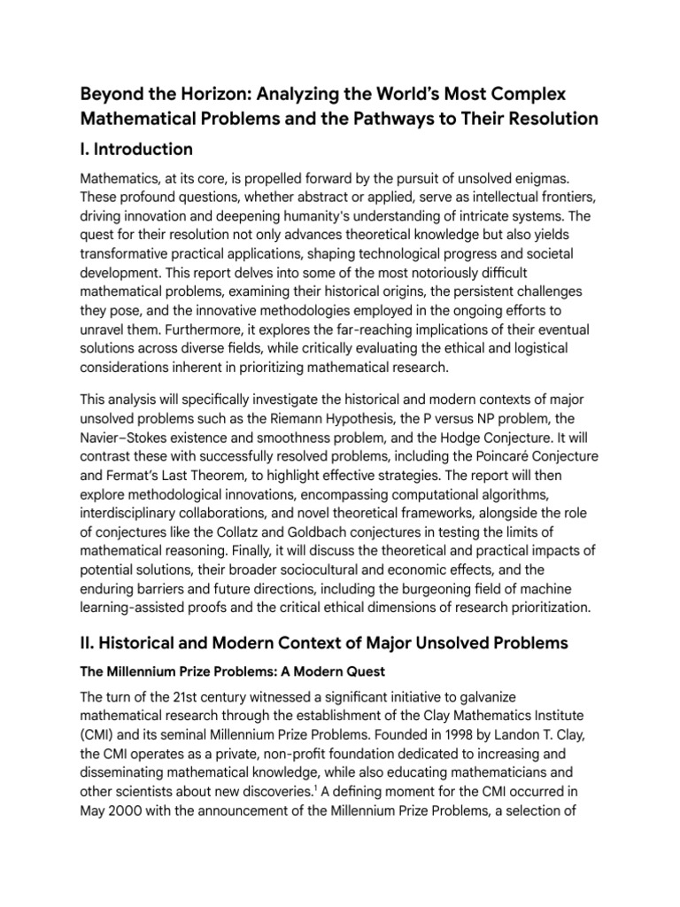 Unraveling Complex Math Problems | PDF | Mathematics | Conjecture