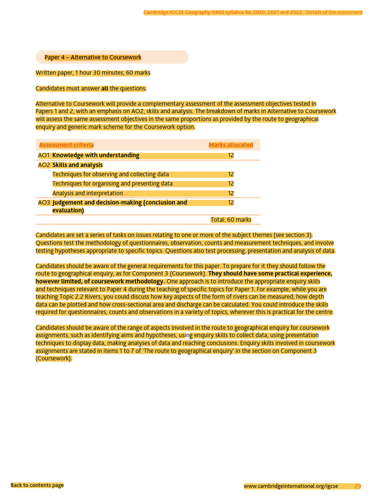 IGCSE Geography Paper 4 Assessment Guide | PDF | Survey Methodology ...
