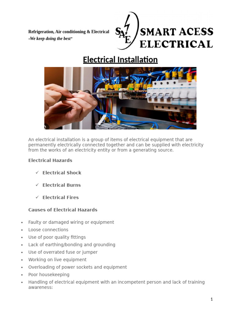 Electrical Installation Safety Guide | PDF