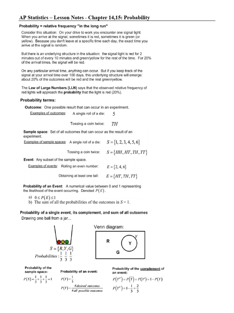 AP Statistics: Probability Notes | PDF