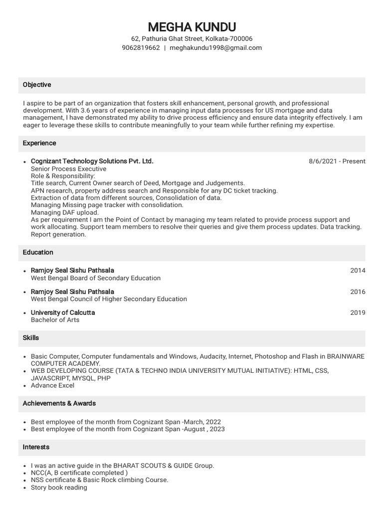 Megha Kundu - Data Management Expert | PDF | Computing