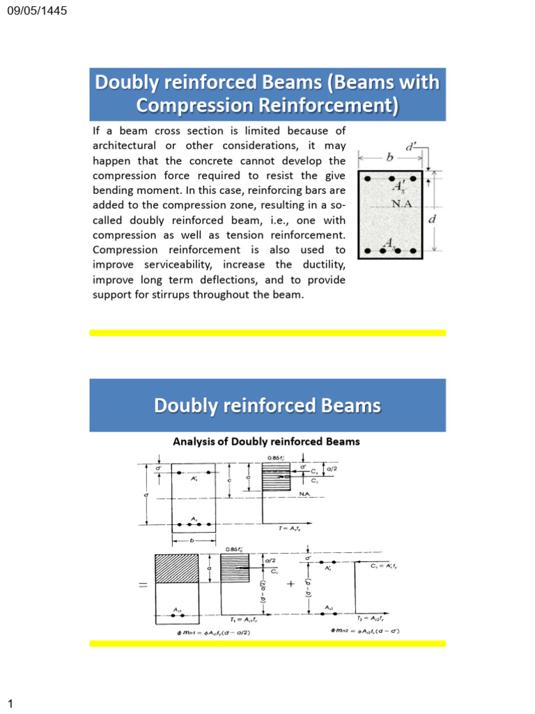 Doubly Reinforced Beam Analysis Guide | PDF | Beam (Structure) | Bending