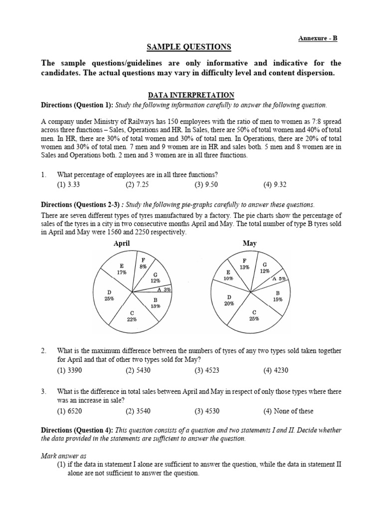 Data Interpretation Sample Questions | PDF | Reason
