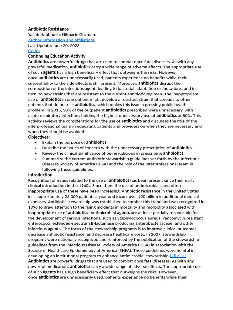 Understanding Antibiotic Resistance Issues | PDF | Antimicrobial ...