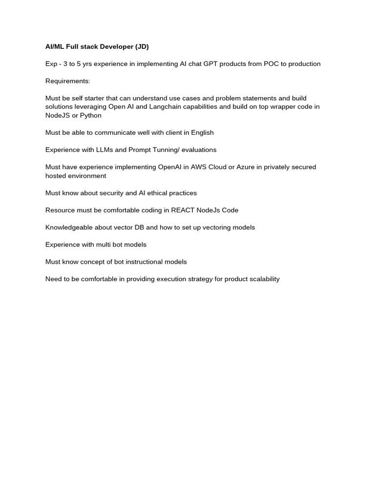 AI - ML Full Stack Developer | PDF