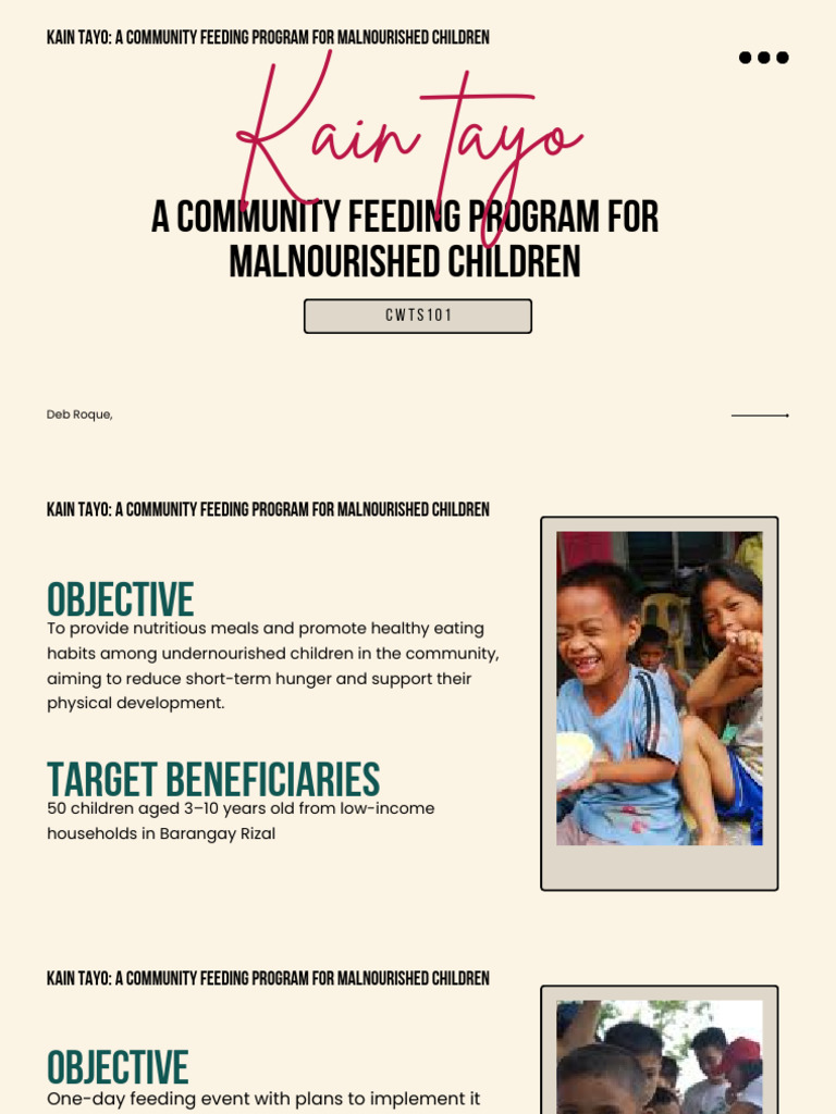 Community Feeding Program for Kids | PDF | Malnutrition | Budget